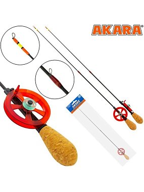 Удочка зимняя Akara HFTC-1C с катушкой (хлыст моно жесткий Hi Carbon)