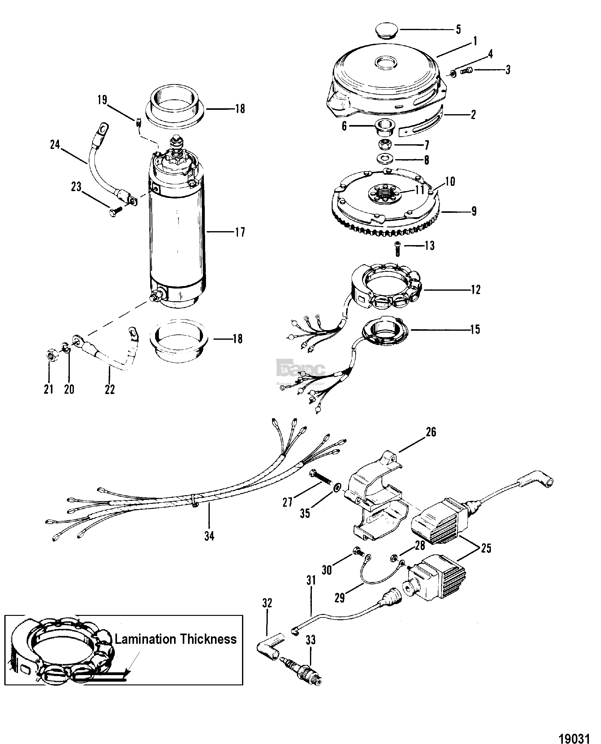 Flywheel, Starter Motor and Ignition Coils