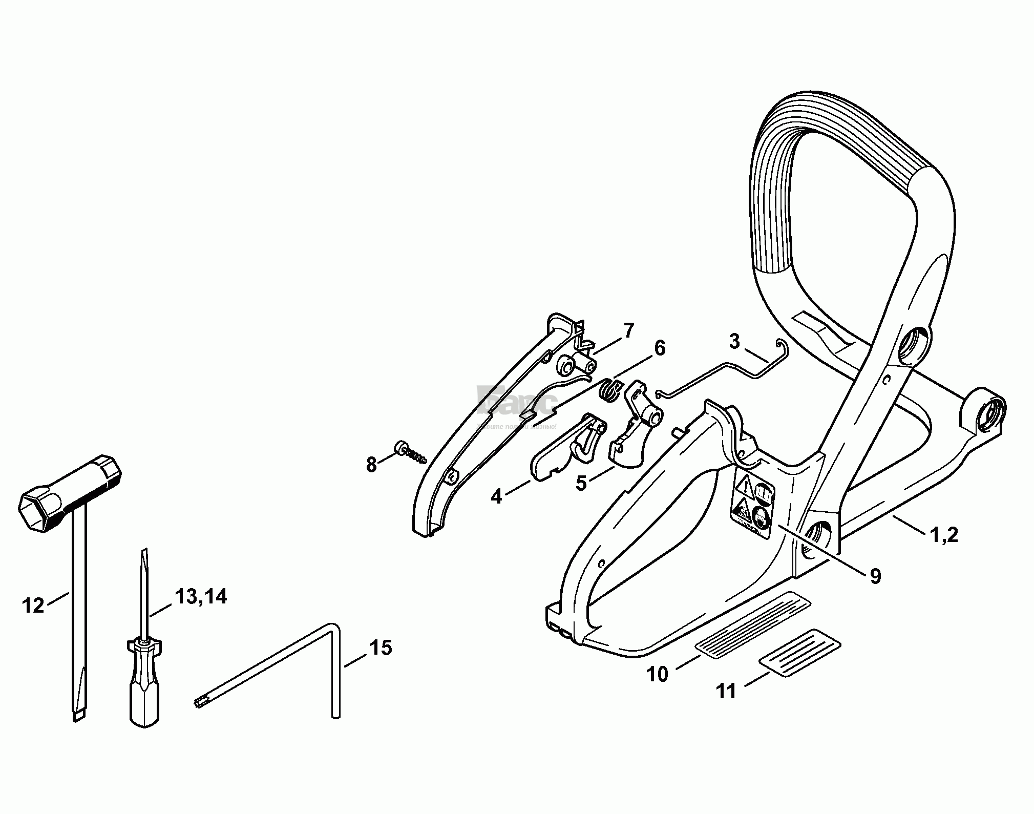 Рама рукоятки - Инструмент для бензопилы Stihl MS 180, MS 180 C