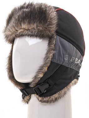 Шапка ушанка зимняя Siberia цвет Серый/Черный мех Волк ткань Breathable Размер 58-60