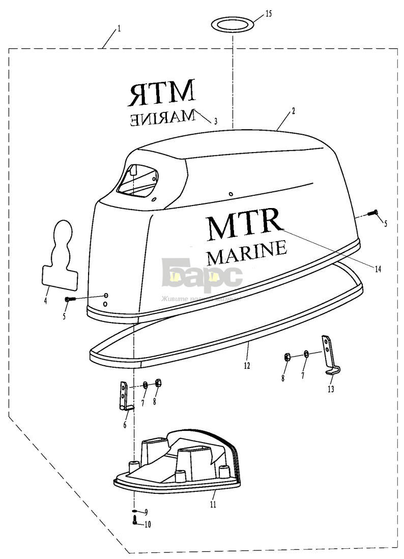 Капот MTR Marine F6BM, F8BM, F9.8BM RUS
