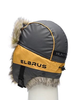 Шапка ушанка зимняя Elbrus ткань Hit Membrane цвет Серый/Банан (Размер 58-60)