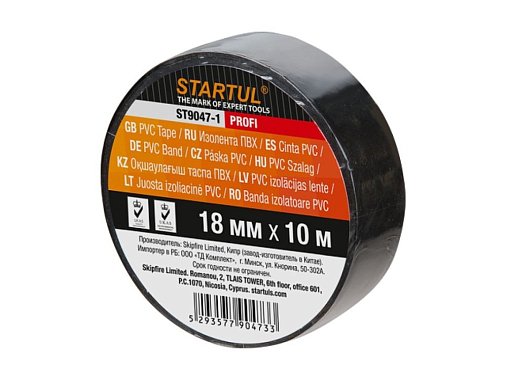 Изолента ПВХ 18ммх10м черная STARTUL PROFI