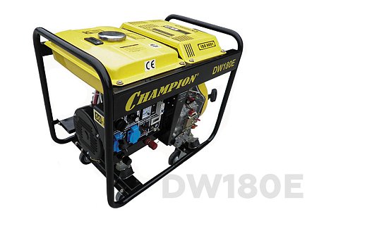 Генератор Champion DW180E сварочный дизельный 2Квт 160А 8,5лс 12л 95кг 1,4л/ч элст. колеса счетчик а