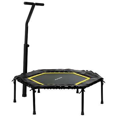 Фитнес-батут d-115см, с ручкой, цвет черно-желтый