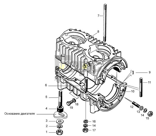 Картер двигателя без электростартера и шестерни запуска для снегоходов «Буран» СБ-640А, СБ-640М, СБ-640МД