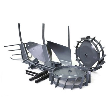 Комплект навесного оборудования (Грунтозацепы, сцепка винтовая, плуг,окучник, картофлекопатель)