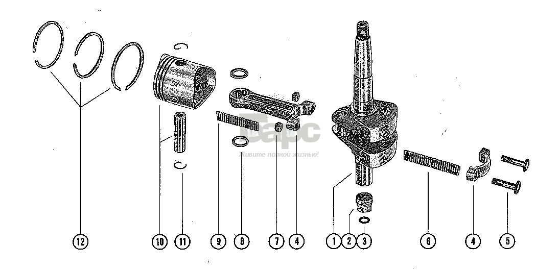 CRANKSHAFT, PISTON AND CONNECTING ROD ASSEMBLY