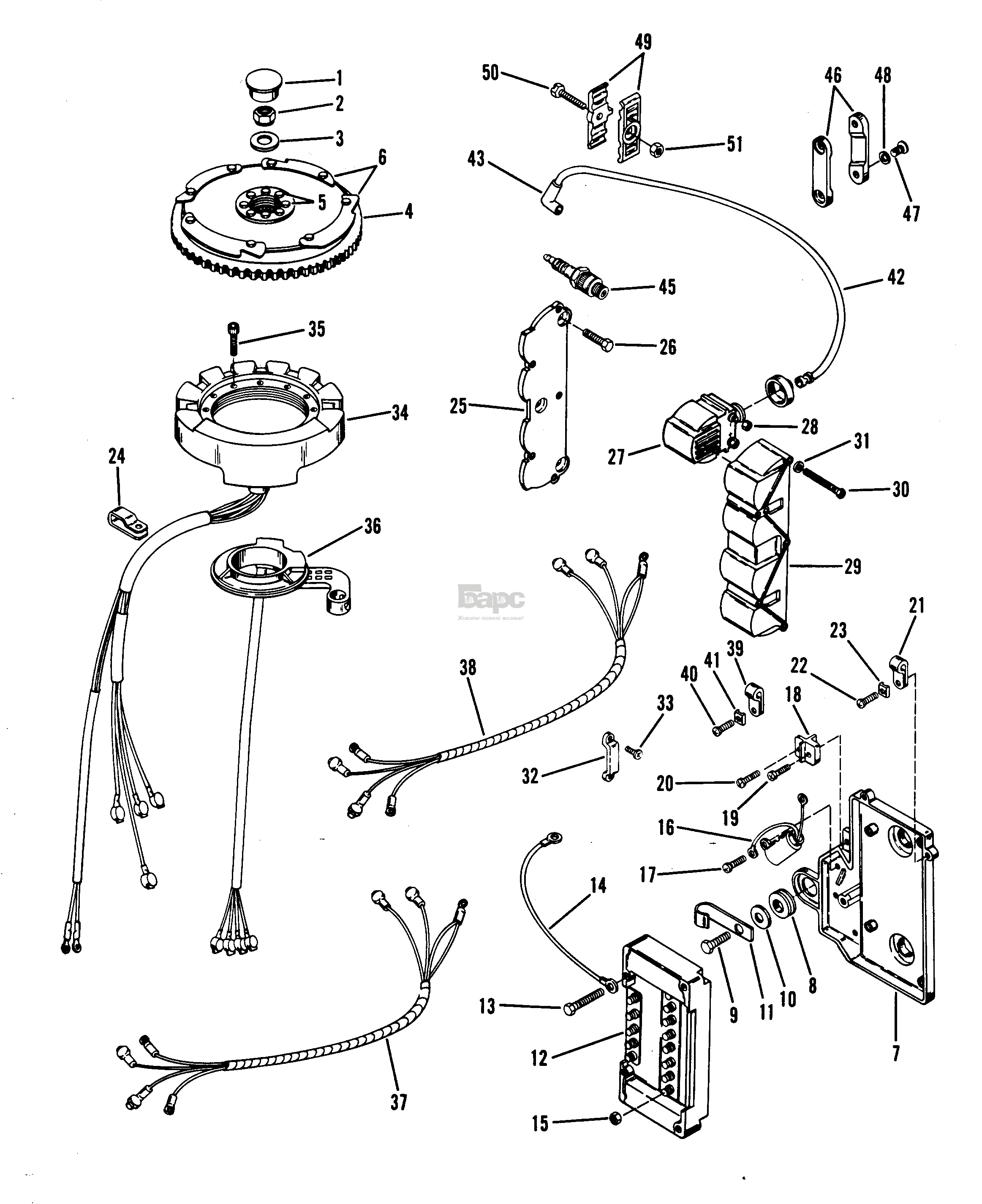 FLYWHEEL, STATOR AND IGNITION COIL