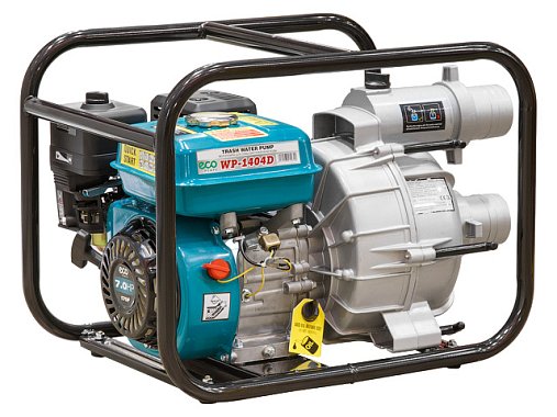 Мотопомпа бензиновая ECO WP-1404D (7л.с., 80мм, 1400л/мин, 7/25м, 35кг, для грязной воды)