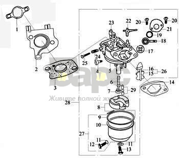 Схема карбюратора мотоблока лифан