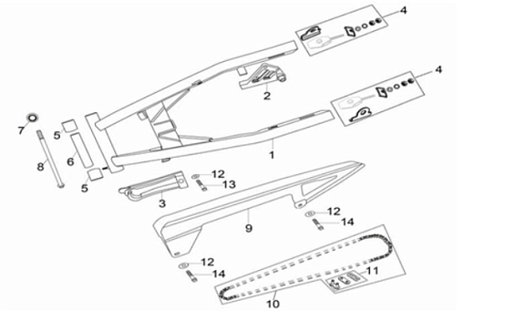 Перо вилки правое (Racer Skyway 200)