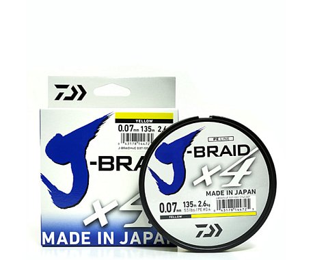 Шнур Daiwa J-Braid X4 ( 135 м) флуоро-желтая
