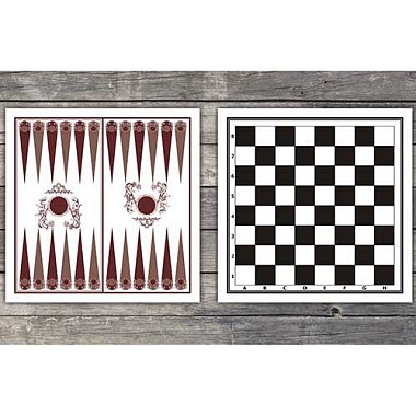 Доска картонная двухсторонняя:шахматы, шашки, нарды