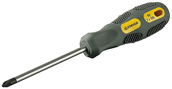 Отвертка STAYER "PROFESSIONAL" "MAX-GRIP" ударная, 2ухкомп рукоят, магнит након, Cr-V. PH № 2х100мм