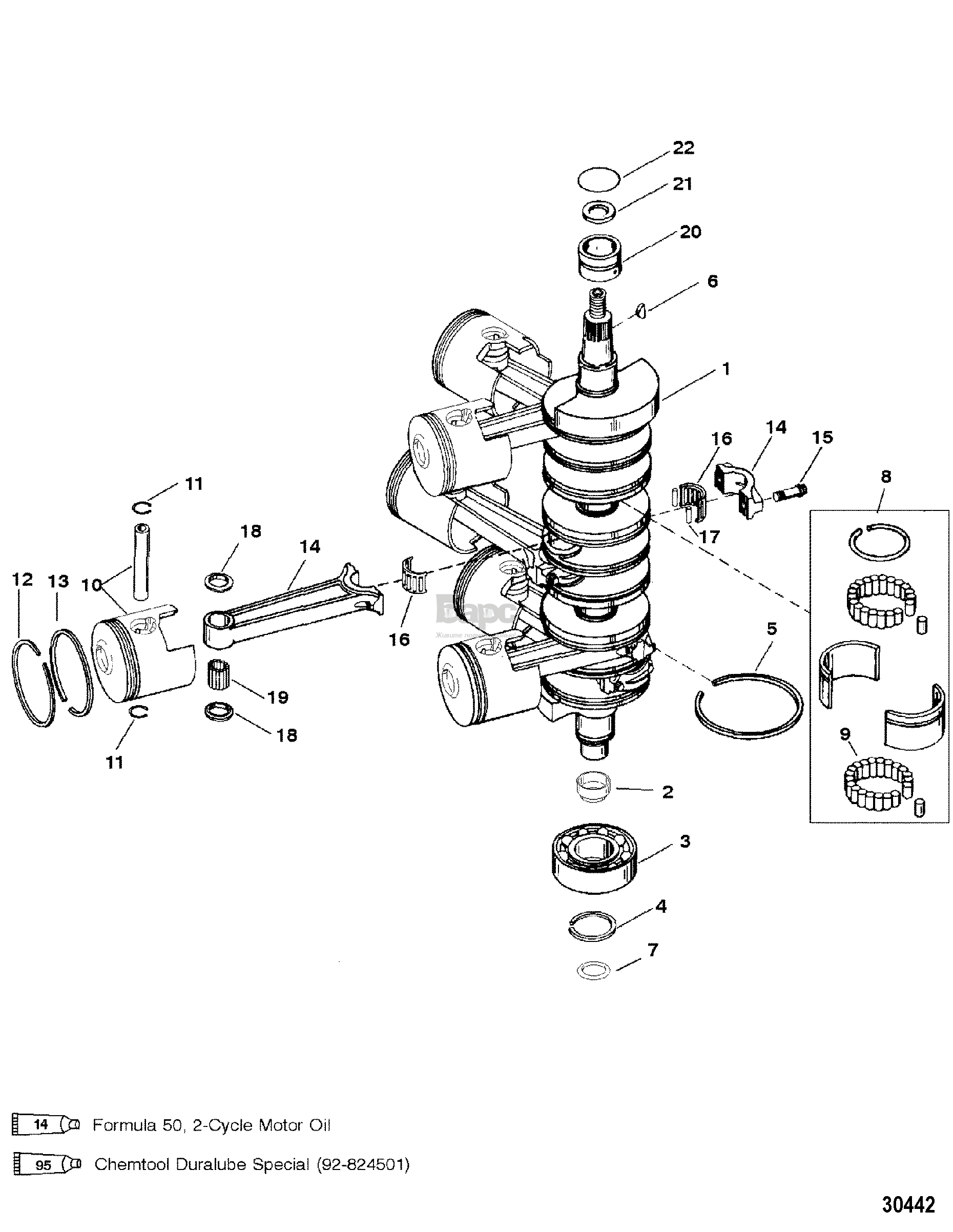 CRANKSHAFT, PISTONS - AND CONNECTING RODS