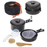 Набор посуды походной (ковш, сковорода, крышка, 2чашки, лопатка, губка, поварёшка) COMPSOR-200